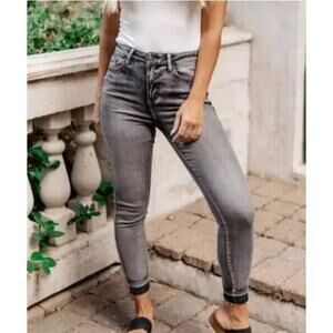 Judy Blue Jeans Skinny Fit Raw Hem Black Gray Wash Stonewash JB88165 Size 11/30